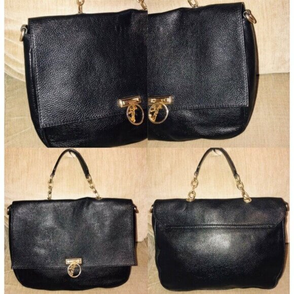 Authentic Versace  Collection Black Pebbled Leather Top Handle Bag - Picture 3 of 14